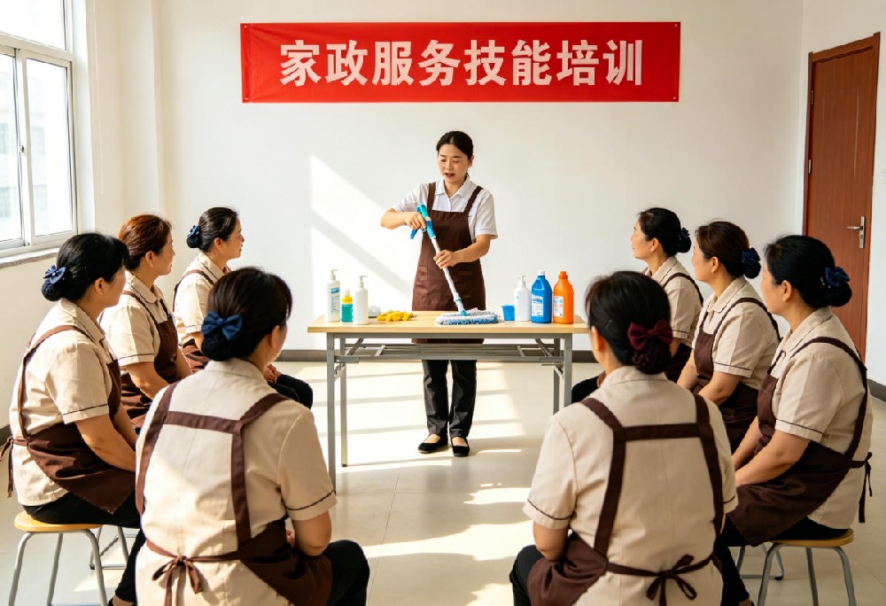 家政人员专业技能实训课堂 西安市未央区妇联家政服务中心家政从业者岗前技能培训实操现场实拍