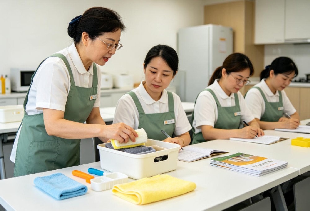 西安市未央区妇联家政服务中心资深家政导师一对一新人实操带教、师徒传帮带实训现场实拍